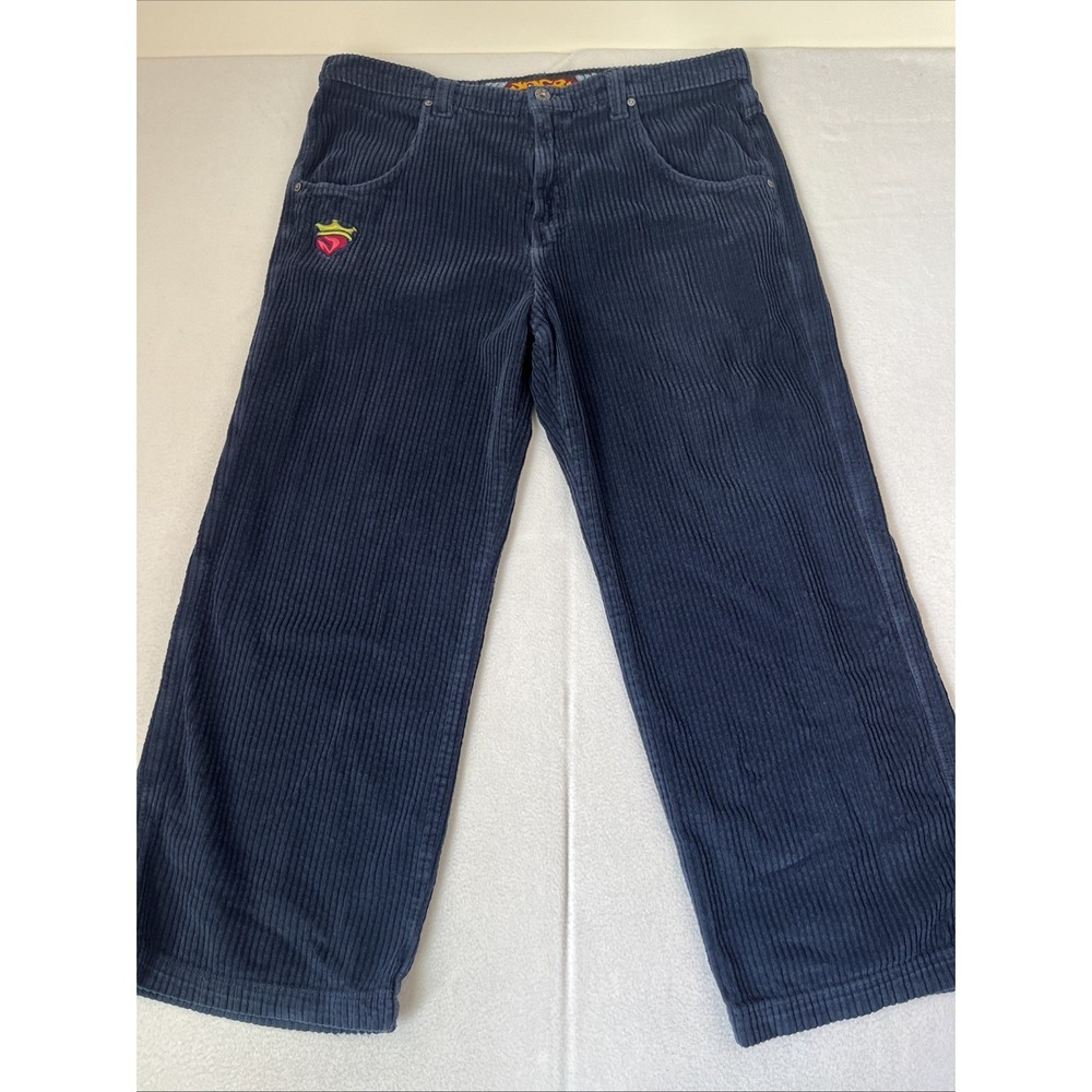 Vtg JNCO Wide Leg 4 Wale Corduroy 40x30 Navy Blue Pants USA Made